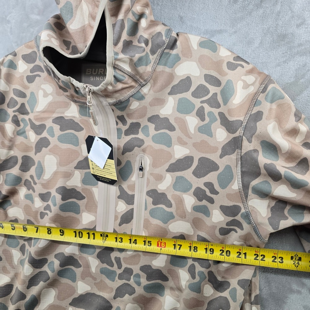 Burlebo Duke challenger Tech Hoodie 1/4 Mens Large Tan Camo Fleece Mid Layer - Picture 7 of 9